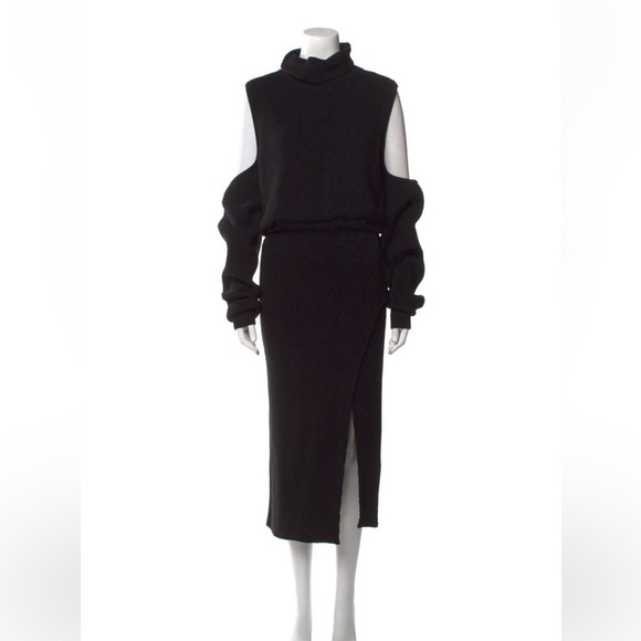 Brandon Maxwell Cutout Knit Wool-Blend Midi Dress Size M - Picture 1 of 13